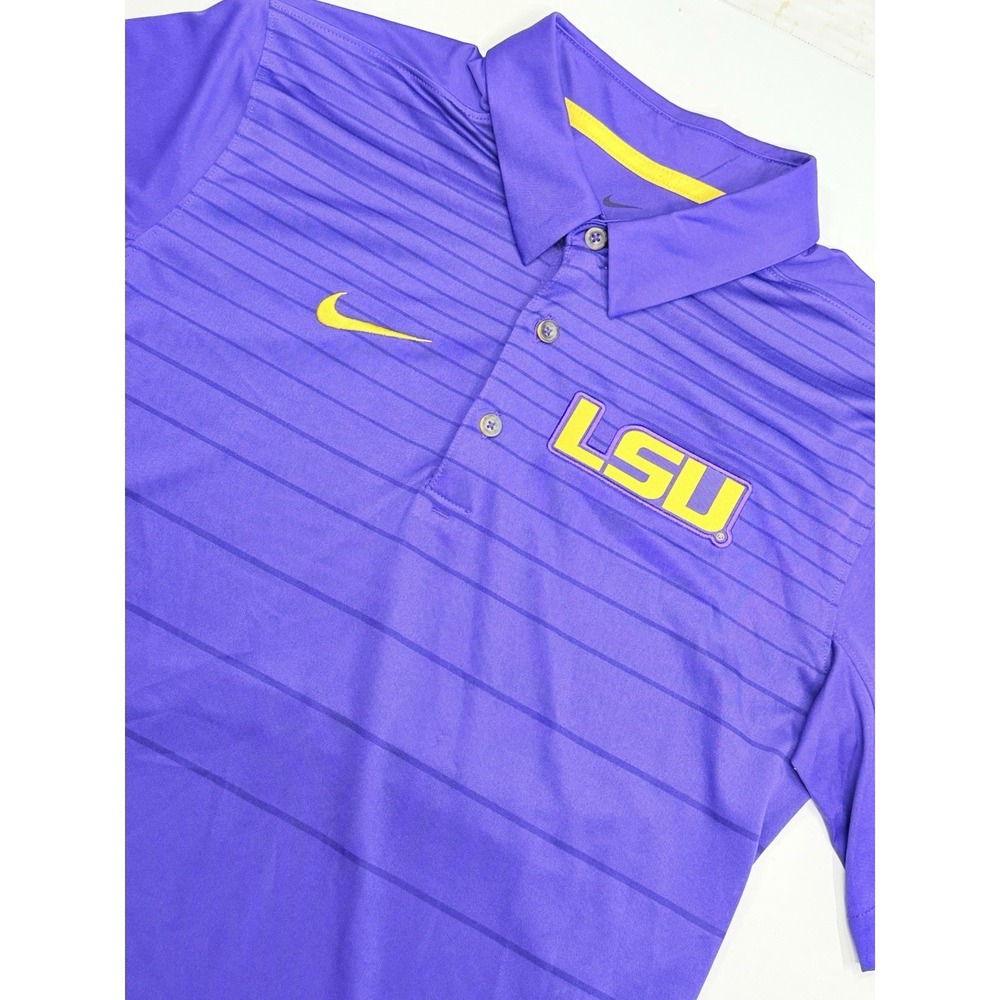 Nike Dri-FIT LSU Tigers Polo Shirt Men's M Purple Gold Sideline 34417X-LS1